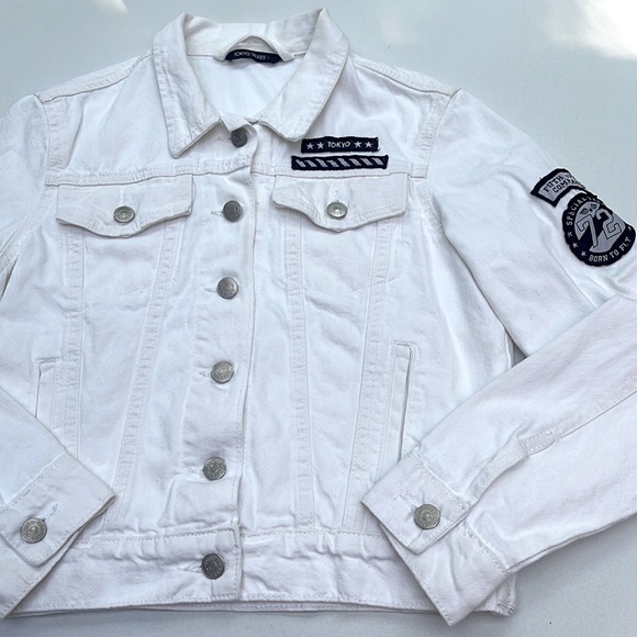 Tokyo Talkies White Patchwork Denim Jacket - Picture 11 of 16